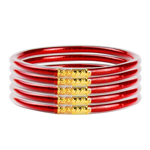 Hiixhc Glitter Jelly Bangle Bracelets Set For Women Girls,Stacking Silicone Bracelets Preppy Jewelry For Women Girls Birthday,Mother's Day,Valentine's Day,Christmas Gift #TOP7