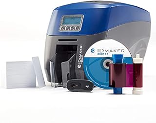 ID Maker Apex 2 Sided Card Printer Machine & Supply Kit for Badge Printing - Print Professional Quality Identification Badges - IDMaker Software, Premium Camera, 300-Print Color Ribbon, 100 PVC Cards