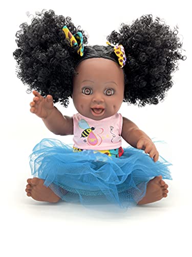 Orijin Bees Fro Puffy Bee - African American Baby Doll, Afro Doll, Ethnic Doll, Mixed Race Doll, Latino Doll, Black Doll, Curly Hair Doll, African Doll, Birthday Gift
