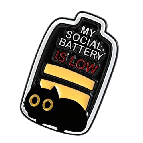 Social Battery Low Expression Brooch Cartoon Design Humorous Interaction