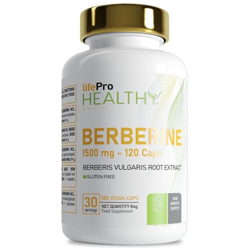 Life Pro Berberine 1500mg 120 Vegancaps | Berberina vegana dosis elevada | Berberina HCl con un 97% concentración | Alta pureza | Calidad Española
