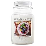 Village Candle Coconut Berry, Large Glass Apothecary Jar, Scented Candle, 21.25 oz