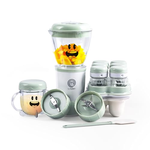 Opiniones y reviews de procesador de alimentos para bebe más recomendados. 47 Hukën x MasterChef | Set de Licuadora Nutri-Baby | 2 Aspas para Papillas y Cereales | Vasos de 450 ml y 170 ml | 6 Contenedores con Fecha | Bandeja para Congelar