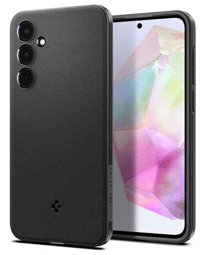 Spigen Essential Sand Blast Back Cover Case Compatible with Samsung Galaxy A35 5G (TPU | Matte Black)- Best and cheap mobile covers in India