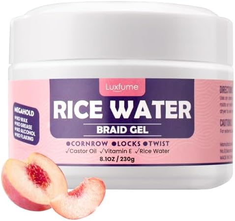 Luxfume Braiding Gel Extra Hold 8.1 Oz - Great For Braids,Twist, Locs & Smooth Edges - Braid Gel Extreme Hold Adds High Shine,Edge Control,No White Residue,Braiding Hair Gel 230g