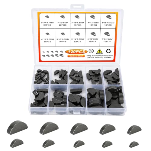 Image of 120 Pcs Woodruff Key Assortment Kit, Crankshaft Flywheel Keys
