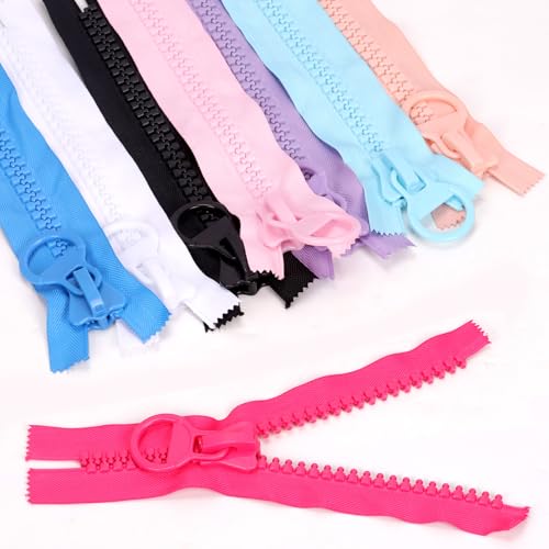 Rustark Juego de 8 Cremalleras de Plástico Coloridas #20, Súper Grandes Separadoras para Bricolaje, Tienda de Campaña, Abrigo, Chaqueta