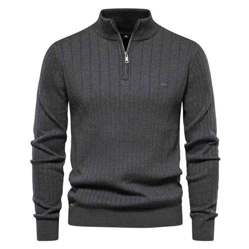 Autumn and Winter Stand up Collar Men's Quarter Zipper Pullover Knitted Sweater, Suter para Hombre