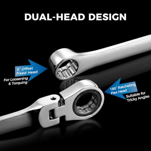 Image of 16.5 inch Long Flex Head Nano Socket Ratchet Wrench for 3 /8 inch Nano Sockets, 17mm