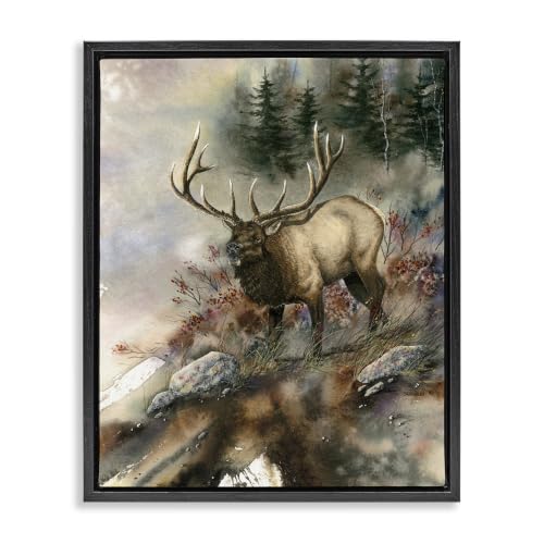 Woodland Elk Slope Clearing, 17 x 21 Inch Canvas in Floater Frame