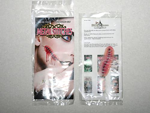 Fxe Faux Studio Zombie Metal Stitches Scar Wound Halloween Latex Prosthetic Appliance. Multicolored - Thumbnail 2