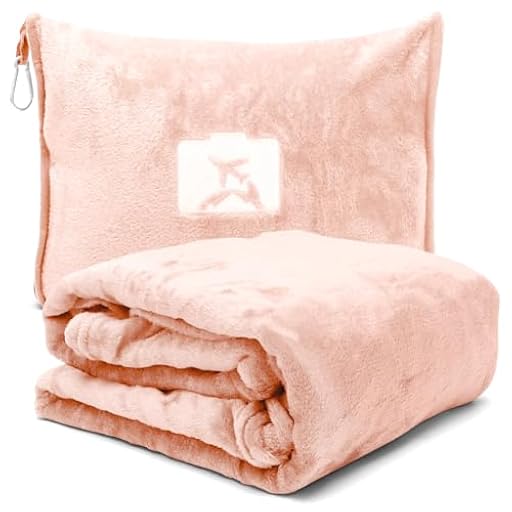 Manta de viaje 2 en 1 y almohada de viaje con cremallera, almohada multifuncional, suave y cálida, manta de avión, manta compacta para avión, coche, oficina, 127 x 152 cm, rosa nude | Ya disponible en tu tienda friki favorita! En mundofriki.es!