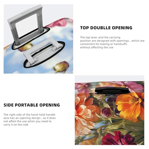 Elastic Travel Luggage Cover for Suitcase Tsa Approved Stretch Scratch-Resistant Suitcase Protector Cover Washable Colorful Spring Summer Flower Baggage Covers Fits 18-32 Inch Luggage Case4