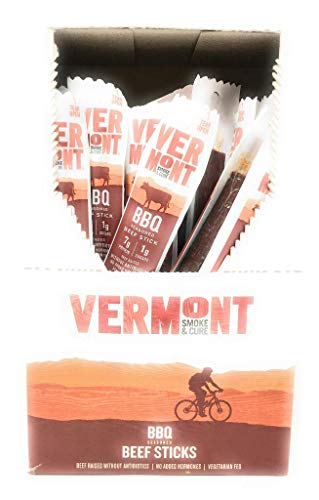 Vermont Smoke & Cure Meat Sticks, Beef, Antibiotic Free, Gluten Free, BBQ, 1oz Stick, 24 Count