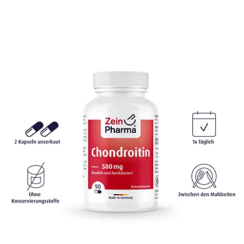 ZeinPharma Chondroitin Kapseln 500 mg (90 Stück) – Nahrungsergänzungsmittel ohne Zusatzstoffe, biologisch, für ihre Gelenke, laborgeprüft