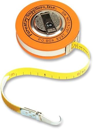 Forestry Suppliers Metric Fabric Diameter Tape 160 cm | Case Dimensions 3-7/8 x 1-1/8 | Claw Hook & Handcrank Rewind | CM, MM & in, M