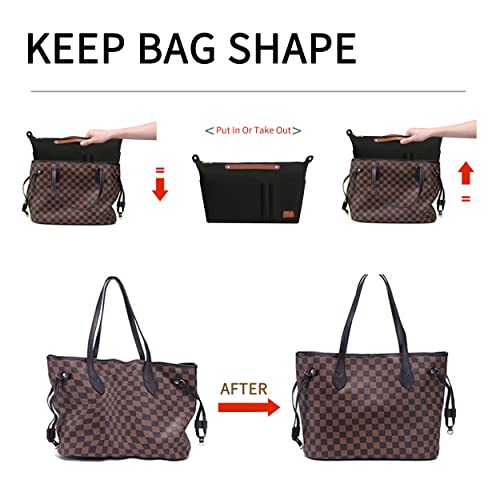 Soyizom Purse Organizer Insert Bag Organizer For Handbags Insert Tote, Felt Purse Organizer With Zipper And Keychain Bag In Bag Fits For Neverfull Speedy Alma Onthego Book Tote And More(Black,Large) #TOP5