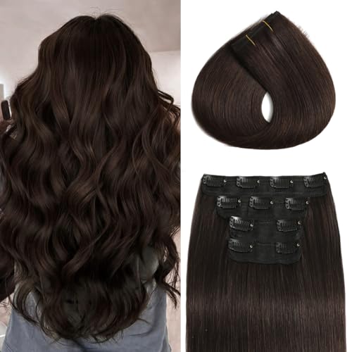 POGINJA Clip in Hair Extensions Remy Human Hair 18 Inch 90g