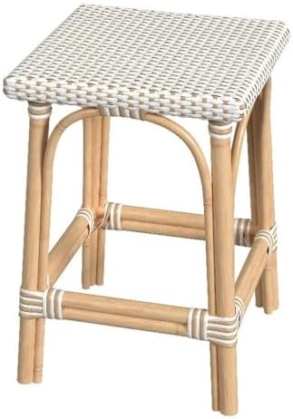 Butler Specialty Bar Stool Chair in Tan | Seat Height 24" | with Square Seat, Footrest | Indoor for Dining Room Kitchen Counter Table | Max Weight: 500 lbs