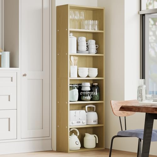 GarveeLife Tall Bookcase Dresser, 6 Shelf Standing Bookshelf, 6 Tier Open Shelf Wooden Bookcase, Floor Standing Display Storage Shelves by GarveeLife - Image 3