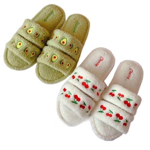 Kawaii Cherry Slippers for Women Men - Trendy Fruits Lightweight Open Toe Slip On Comfort Wear Shoes Breathable Memory Foam Non-Slip Soft Sole Matching Slippers for Couples Mothers Days Gift3