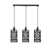 3-głowicowe wiszące lampy sufitowe w stylu vintage, przemysłowe, podtynkowe, druciane, wisząca lampa, abażur, metalowa oprawka, regulowana, do kuchni, na wyspę, korytarz (szczotkowane srebro)