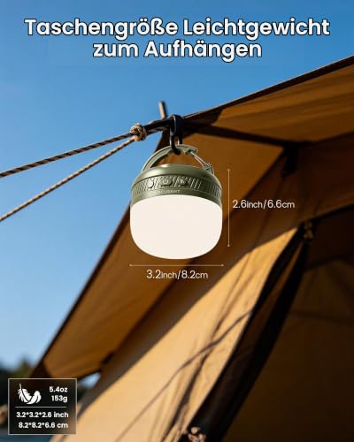 Glocusent Camping Lampe Aufladbar, Taschenformat Camping Licht 5000mAh SOS – Ansicht 5