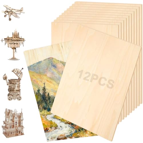 12 Piezas A3 3 mm Tablero Contrachapado de Tilo, 42 x 30 cm Madera de Balsa Fina Sin Terminar para Manualidades Decoración, Proyectos de Láser, Pintura, Modelado