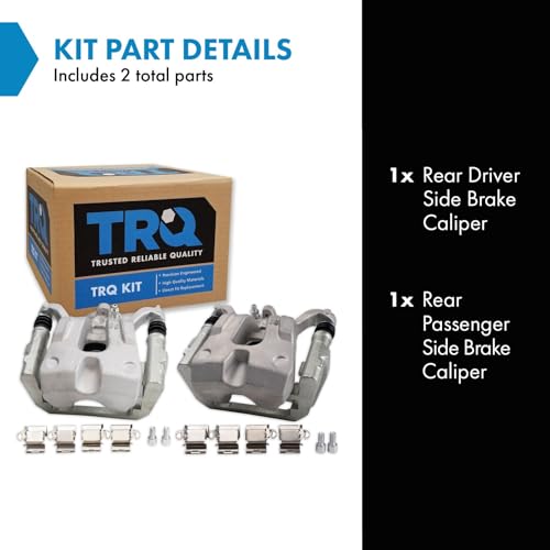 Image of TRQ Rear Brake Caliper Set Zinc Coated Hardware Brackets Compatible with 2015-2017 Chrysler 200 2016-2020 Jeep Cherokee