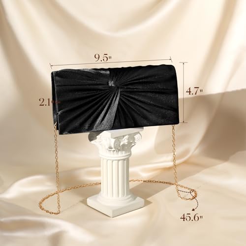 XquiziFit Evening Satin Purse with Detachable Chain Fomal Clutch Women's Evening Handbags Black by XquiziFit - Used condition - Image 4