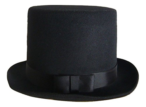 Jacobson Hat Company Deluxe Felt High Crown Costume Top Hat 23734 Victorian Dickens,Black,Large
