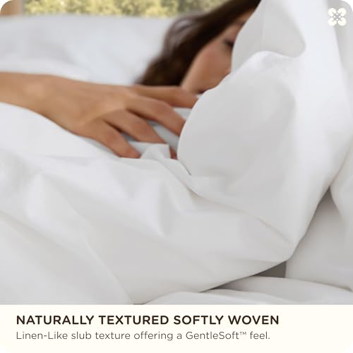 Bedsure Cotton Duvet Cover King - Luxury Slub Weave 100% Cotton Duvet Cover with a Linen Like Textured, Easy Change Durable Bedding, Bright White, 104" x 90"