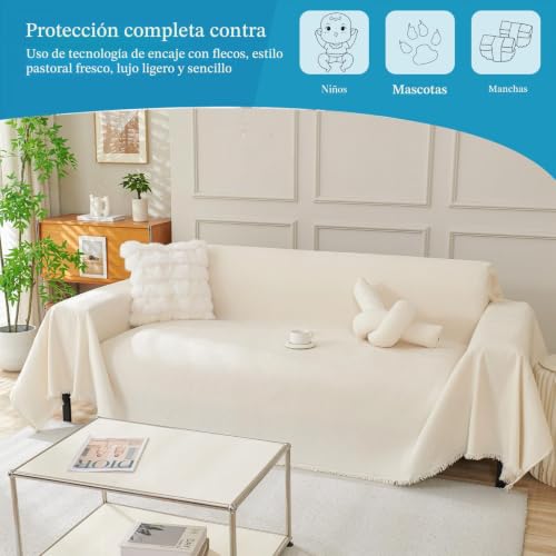 Manta sofá de diseño sencillo multifuncional con tejido súper suave beige 7