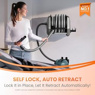 Giraffe Tools Vacuum Hose Extension Reel with 30FT Hose, 1-1/4'' Wall Mount Vacuum Hose Reel, Suitable for Diameter 32mm Wet Dry Vacuums