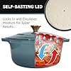 MUELLER HOME 6 Quart Enameled Cast Iron Pot Dutch Oven, Heavy-Duty, Oven-Safe up to 500° F & Across All Cooktops, Bread Pan with Lid & Knob, Cast Iron Cookware, Blue Kitchen Accessories, Mineral Blue #4