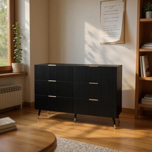 FurnitureR Moderner schwarzer Homeoffice-Schrank, Elegantes Design, robuster Spanplattenaufbau, großzügiger Stauraum, ideal für stilvolle Büros