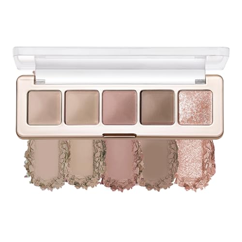 BDMYTKX 5-Color Neutral Nude Matte & Shimmer Eyeshadow Palette, Rose Cocoa Brown Pink Cool-Tone...