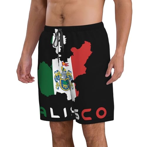 Jalisco Mexico State Flag Men's Swim Trunks Quick Dry Swimwear Beach Shorts with Mesh Lining and Pockets2