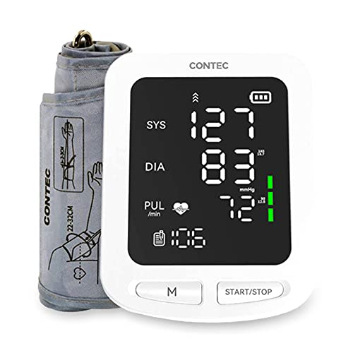 CONTEC08E Blood Pressure Monitor-Adjustable Cuff Kit & Automatic Upper Arm Machine Screen Display,Irregular Heartbeat & Hypertension Detector (Adult Cuff)