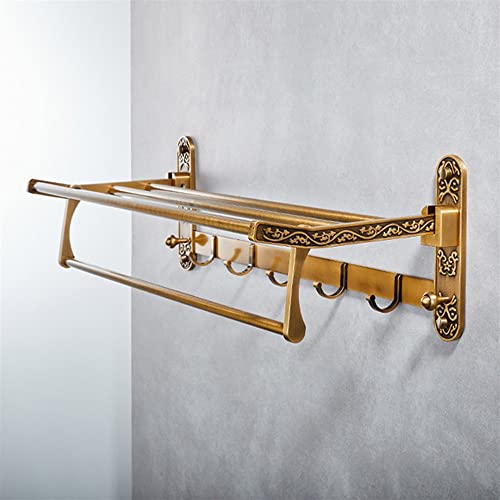 Porte-serviettes mural en aluminium au design carré antique pour salle de bain
