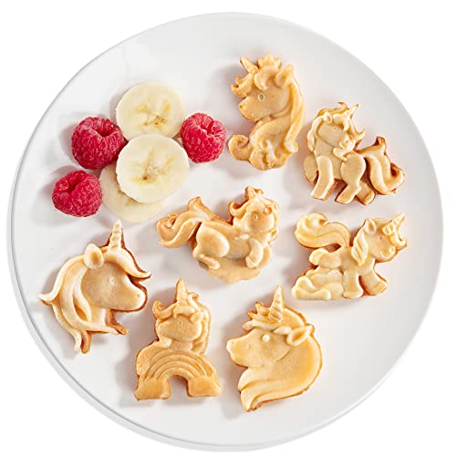 Unicorn Mini Waffle Maker- Creates 7 Different Unicorn Animal Shaped Waffles In Minutes- A Fun And Cool Magical Breakfast For Kids & Adults - Electric Non-Stick Waffler Iron, Fun Gift For Girls #TOP3