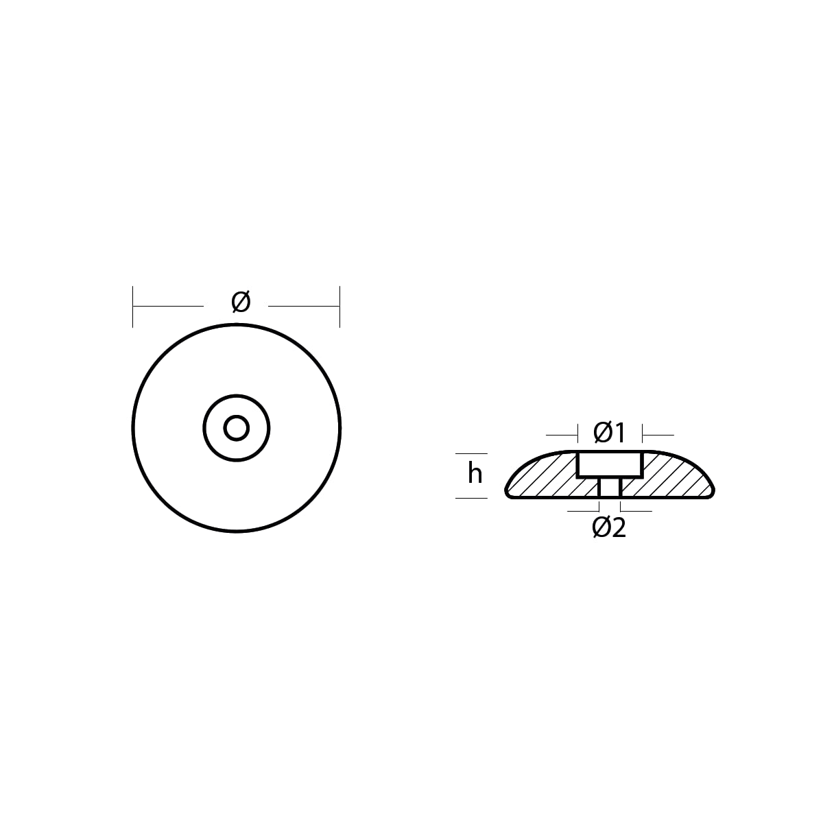 Anodo a rosa per timoni flangia tonda pesante diam.50 mm zinco TECNOSEAL 00100P