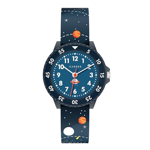 Cander Berlin MNA 1630 A Kinderarmbanduhr 3 ATM wasserdicht Armbanduhr Kinder Lernuhr analog Jungen Mädchen Weltraum