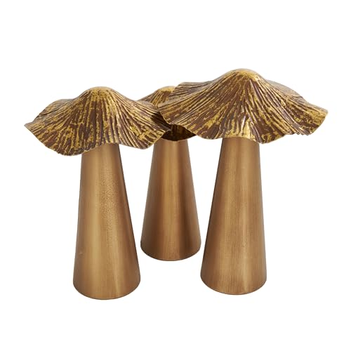 Set 3 Figuras Decorativas Metálicas de Hongos Bronce 8" miniatura 7