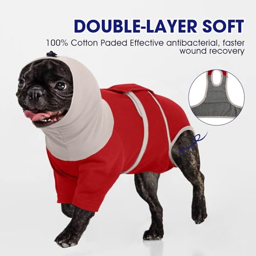 Image of FUAMEY Spay Suit for Female Dog, Neuter Cone Alternatives to Prevent Licking, Pet Surgery Recovery Suit, Turtleneck Onesie for Surgery Male Body Suit for Dogs After Surgery, Shih Tzu (Red, S)