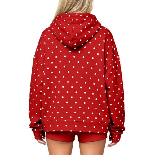 Polka Dot Hoodie Women Crew Neck Oversized Hoodie Y2K Fall Sweatshirts - image 5