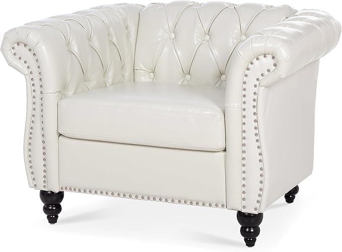 Image of WOODEN WORLD Modern & Classic Leather Sofa Set - Luxurious Comfort, Stylish Design, and Durable Build (White, 3+2+1 Seater)