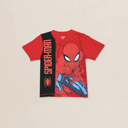 Image of Kidsville Official Marvel Avengers Spiderman Boys Half Sleeve Round Neck White Graphic Printed Cotton T-Shirts for Kid Boys