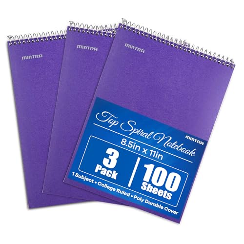 Carnet de notes à spirale imperméable et cahier rigide ligné école bureau bleu 3pk