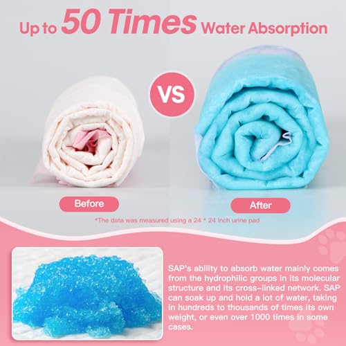 Image of BinetGo Pink Disposable Pee Pads for Dogs, 40 Count 24 inch x 24 inch Large Wee Wee Pads for Urine, Extra Absorbent Unscented Puppy Pads, Pet Training Pads for Dogs, Pink Doggy Pee Pads for Indoors